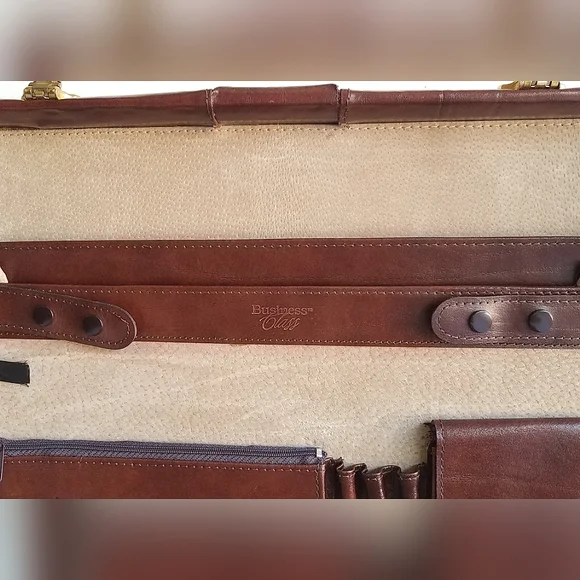 Vintage Genuine Leather Briefcase Attache Document Case - Picture 15 of 16